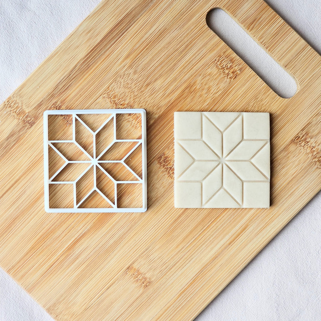 Quilt Block Pattern Cookie Cutter: Eight Pointed Star, Fondant Biscuits Clay Tools