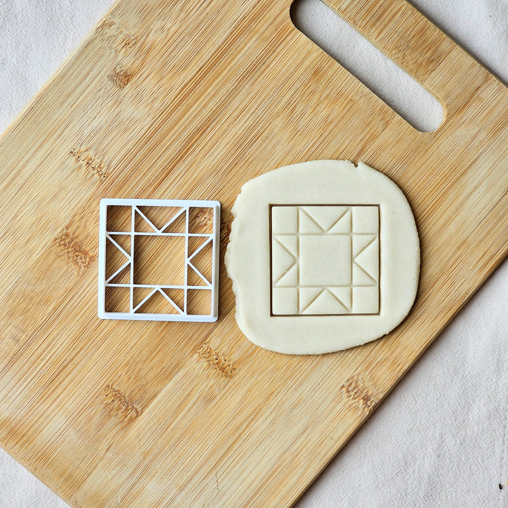 Quilt Block Pattern Cookie Cutter: Sawtooth Star, Fondant Biscuits Clay Tools