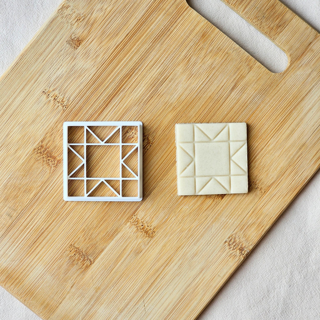 Quilt Block Pattern Cookie Cutter: Sawtooth Star, Fondant Biscuits Clay Tools