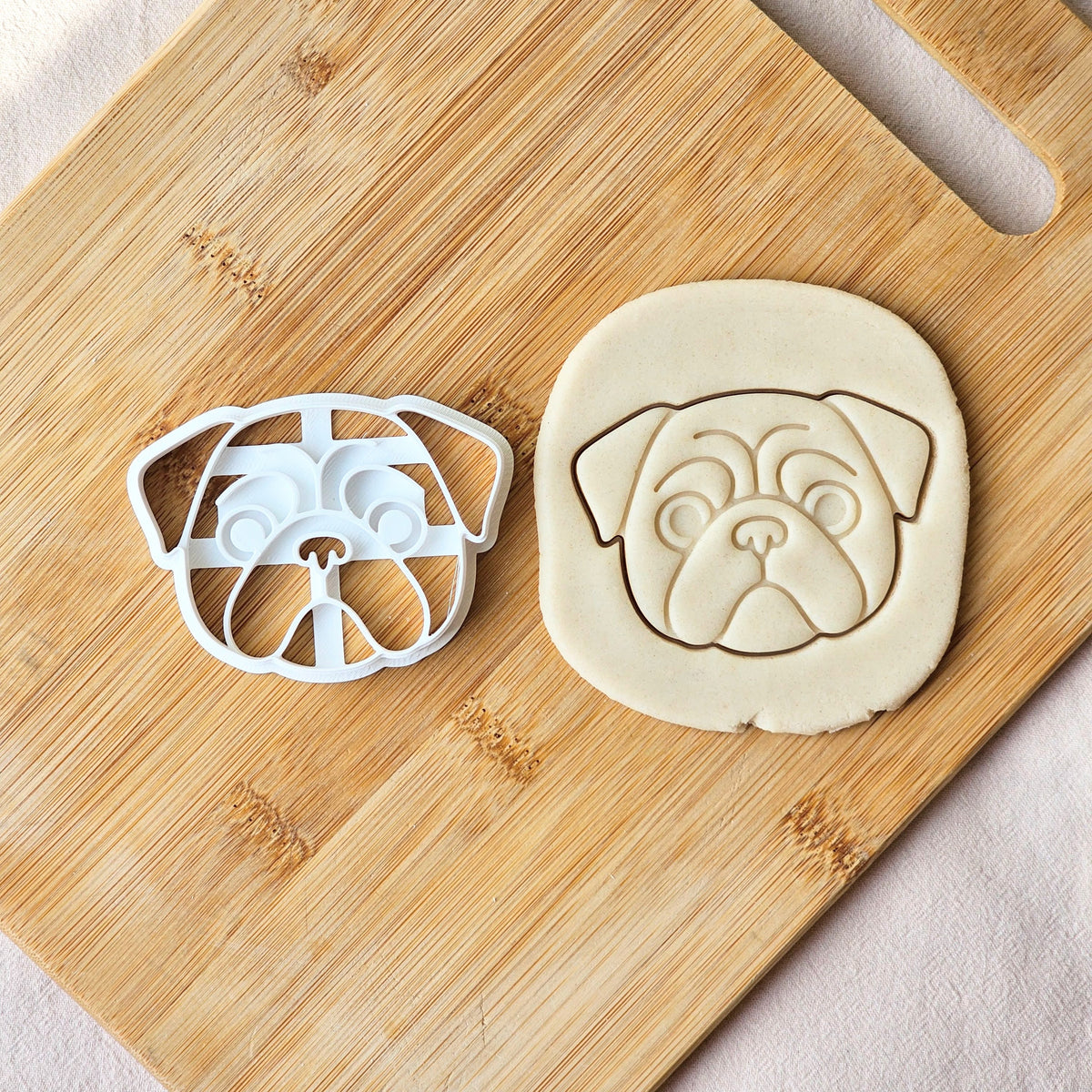 Pug Face Cookie Cutter: Dog Breed, Pug Lover, Fondant Biscuits & Clay Cutters